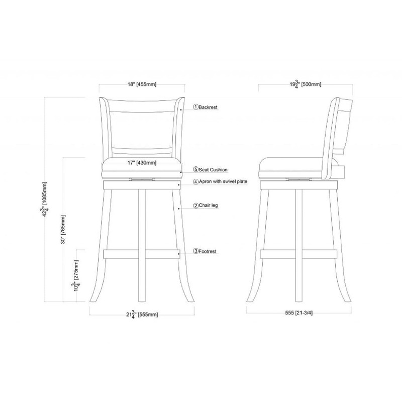 Boraam Augusta Bar Height Swivel Stool, 29-Inch, Cherry