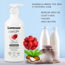 Lover's Care Goat's Milk Body Lotion & ShowerCream Bundle with Disposable Nail File & Disposable Nail Buffer (Rose_Combo)