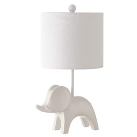 Safavieh Kids Lighting Collection Ellie Elephant White Ceramic 20-inch Bedroom Living Room Home Office Desk Nightstand Table Lamp (LED Bulb Included)