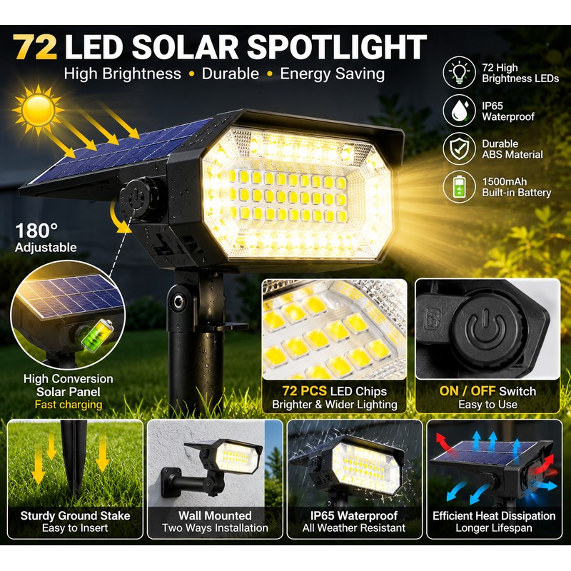 7 LED Solar Garden Lights Outdoor Waterproof Landscape Yard Pathway