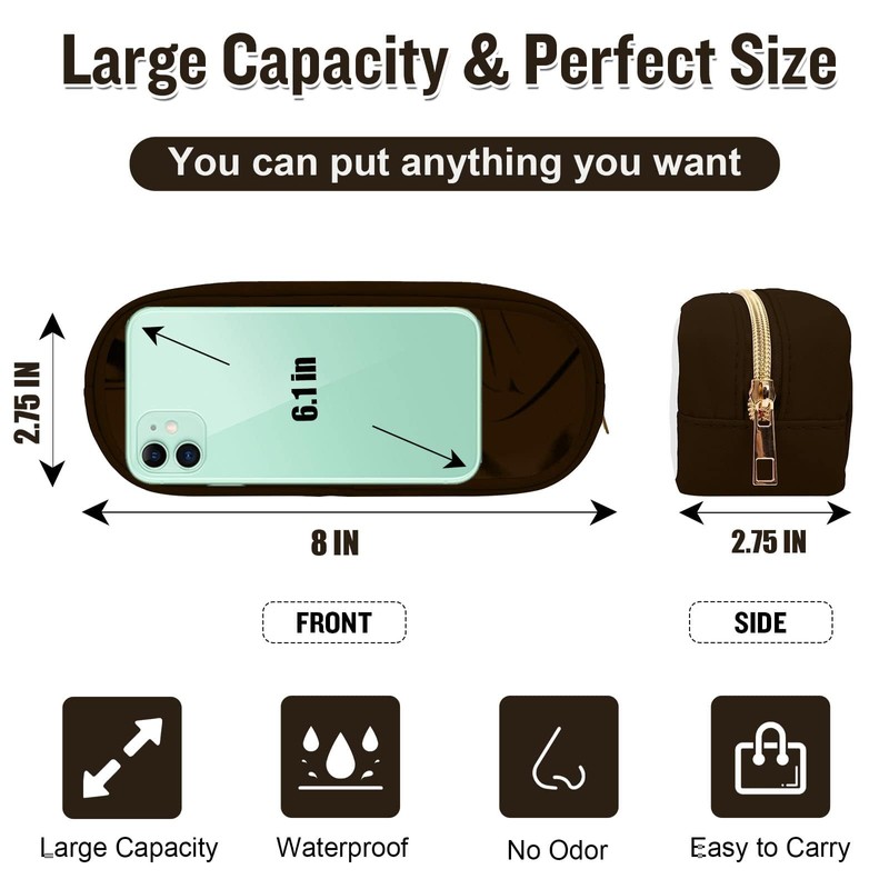 izuzta - Bolso pequeño de nailon con cierre para maquillaje,