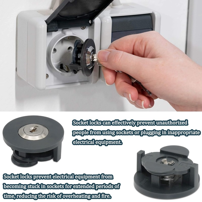 Taicols 2 Pack Socket Lock with 4 Keys Safety Lock