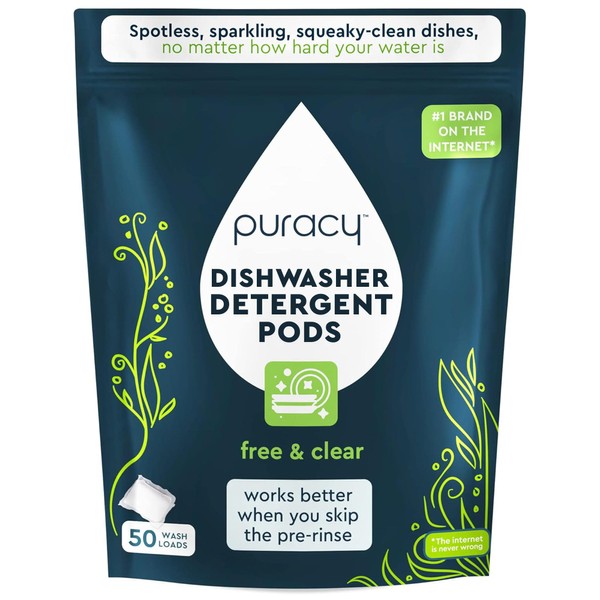 Puracy Puracy Dishwasher Pods, Natural Dishwasher Detergent, Free & Clear