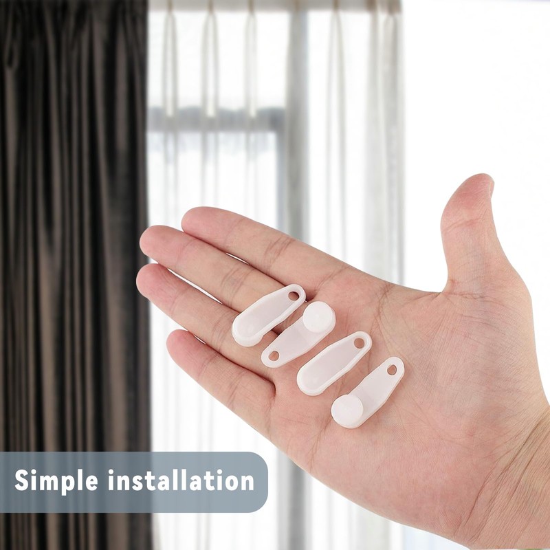 150 Pieces Traverse Curtain Rod Slides, White Plastic Snap-in Traversing