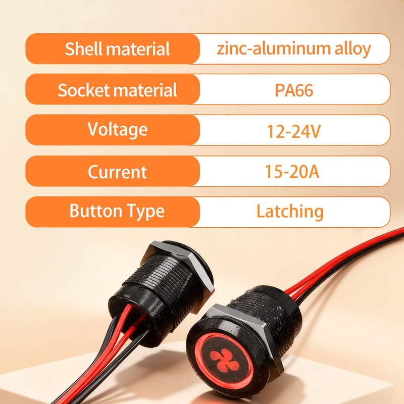 FILN 19mm Latching Push Button Switch, 5A ON Off IP67