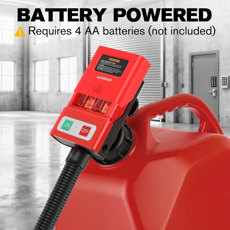 AIDERAR 3.8 GPM Fuel Transfer Pump Battery Operated with Auto-Stop