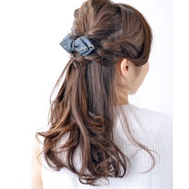 VINGTAINE H-804 Stitched Denim Ribbon Barrette Hair Accessories Hair Clip