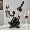 FJSPERM Thinker Statue Wine Rack, Black Modern Rack for Kitchen