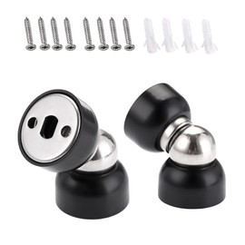 IGNPION Set of 4 Door Holder Mini Magnetic Door Stoppers Wall Mount Metal Door Stop Black