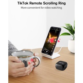 Tiktok Scrolling Ring, Page Turner for iPad iPhone & Android Tablet, Bluetooth Scroller Ring Remote Control for TIK Tok, Wireless Camera Video Recording for iOS, Android -Black