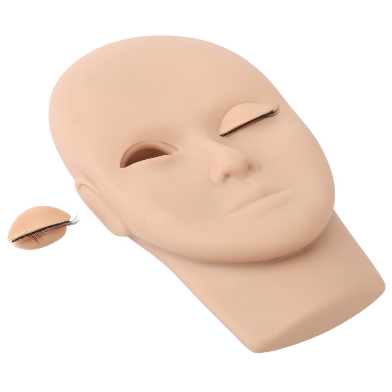 Lash Mannequin Head Reusable Soft Touch Rubber Replaced Eyelids Mannequin