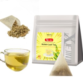 XIEJINJI Mullein Leaf Tea - Lungs Cleanse and Respiratory Support, 40 Count, Eco-Conscious Tea Bags, No Flavoring & No Additives & Caffeine Free