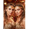 Yokawe Gold Coin Elastic Headbands Jewelry,Belly Dance Headpieces,Forehead Carnival Rave