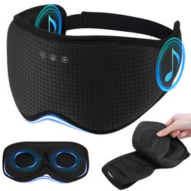 ZHENYEMEI Sleep Mask with Bluetooth 5.4 Headphones, Removable 3D Eye Cups, Timing Sleeping Headphones for Side Sleepers, Wireless Music Eye Mask Speakers for Men, Women, Tech Gifts, Black