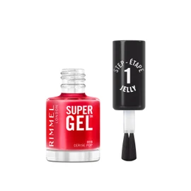 Rimmel Super Gel Jelly Gloss 016 Cherry Pop, langer Halt, einfache Anwendung, Maniküre, Gel-Effekt, splitterfest, klare Formel, 12 ml