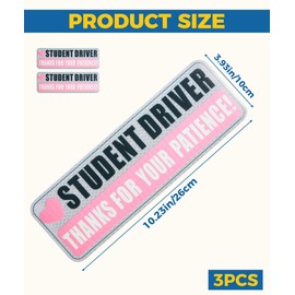 UBOG 3PCS Student Driver Magnet,Student Driver Sticker Magnet for Car,Car Accessories Reflective Student Driver Sticker,Funny Car Magnets Car Magnet Bumper Sticker for New Student Learner Drivers