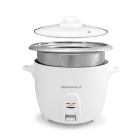 Elite Gourmet ERC-2020 Electric Rice Cooker with Stainless Steel Inner Pot Makes Soups, Stews, Grains, Cereals, Keep Warm Feature, 20 Cups Cooked (10 Cups Uncooked), White