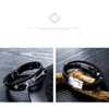 Eymi Mens Leather Cuff Bracelet Handmade Black Multilayer Cowhide Woven