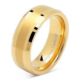 8mm Men's Tungsten Carbide Ring Wedding Band 14k Gold Plated Jewelry Bridal Size 8-16 (12.5)