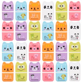 24 Pcs Cute Eraser for Pencils Cute Animals Eraser with Cover and Clean up Roller Kawaii Erasers for Kids Fun Erasers Back to School Supplies Kid Party Favors Gift