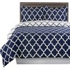 Navy and White Meridian Full / Queen 3-Piece Duvet-Cover-Set, 100
