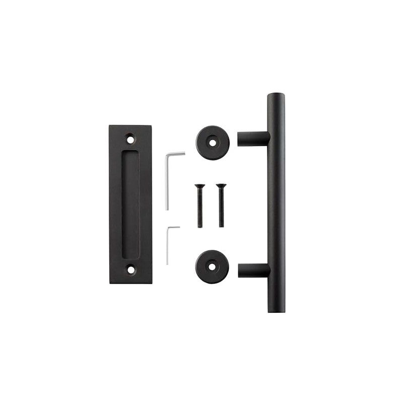 Delaney Hardware BD0804 Black Barn Door Handle Set, Black Barn