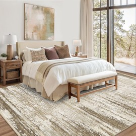 GarveeHome Washable Rug 9x12 Area Rug for Bedroom Modern Living Room Rug Neutral Farmhouse Rugs Non Slip Large Area Rug Soft Throw Rugs Stain Resistant Carpet for Dining Room Nursery Tan 9'x12'