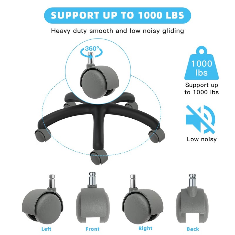 Omyoffice Office Chair Casters, 2" Heavy Duty Caster Wheels Set