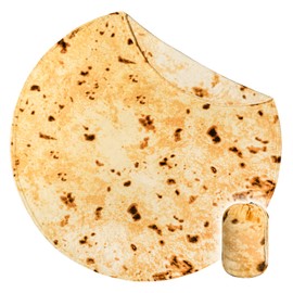 Bnuitland 80/90 Inches Tortilla Burritos Pattern Blanket with Pouch,300 GSM Double Sided Giant Flour Realistic Food Blanket,Novelty Taco Funny Blanket for Your Family,Super Soft Flannel Bed Throw