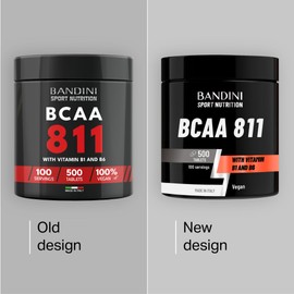 Bandini® BCAA 8.1.1 500 Tablets - Branched Chain Amino Acids with Leucine, Isoleucine, Valine - Enriched with Vitamin B1 and B6 - Lactose Free - Vegan, No GMO - Pre and Post Workout Food Supplement