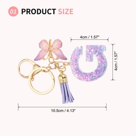 SUIKIHUM Initial Letter Keychains, (10.5cm/4.13" Mini Letter Butterfly KeyChain) Resin Tassel Pendant Car Keychain for Wallet Handbags Backpack, Purple (G)