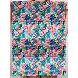 CENTRAL 23 Floral Wrapping Paper - 6 Sheets Of Birthday Gift Wrap - Abstract Tropical Flowers - Jungle - For Women - Comes With Stickers - Recyclable