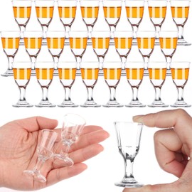 RUIYELE 24-Pack Small Mini Shot Glasses 10 ml 0.35oz, Mini Wine Glass Shooters Small Fancy Shot Glasses Super Cute & Elegant