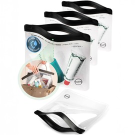 3 x Aeroplane Bags Liquids Cosmetic Bag Transparent - 1 L Worldwide Approved Hand Luggage - 100% Leak-Proof Zip Bag Ogato