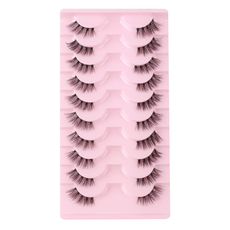 Glowingwin Half Lashes with clear band Fake Lashes Cat Eye