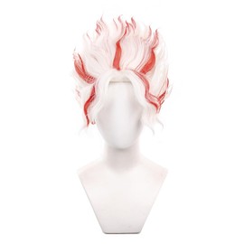 ZGNGLIZ Pelucas De Anime Para Cosplay De Ken Takakura Okarun, Pelo Corto Blanco Y Rojo Mezclado Para Hombre, Disfraz De Rol Dan Da Dan Para Halloween Y Fiestas.