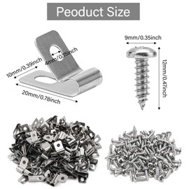 BREANIFULL Pack of 100 Fence Wire Clamps Stainless Steel R-Type Wire Fence Wire Clips with Screws Agriculture Fence Mounting Clips for Wire Fence Clip Attachment of Fence Barbed Wire Component