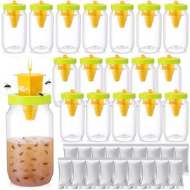 8 Pack Fly Traps Outdoor, Reusable Fly Catcher Bottles with Bait Hanging Flies Traps with Non-Toxic Dissolvable Bait Refills for Flying Insect Drain Patio Garden Yard Barn Outdoor