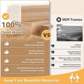 Egofine 4x6 Collage Picture Frames, Made of Solid Wood, Family Picture Frame Display Four 4x6 Photos, Covered by Plexiglass for Wall Hanging and Tabletop, Natural Wood