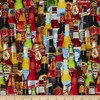 Benartex Kanvas Ale House Beer Bottles Fabric, Multi