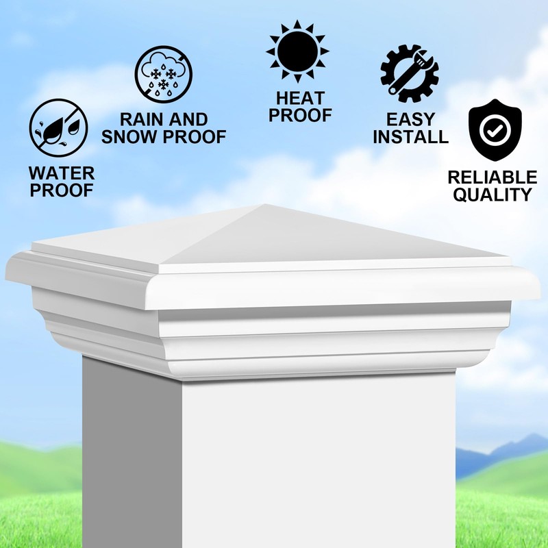 Sasylvia 2 Pcs Vinyl Fence Post Caps White PVC England