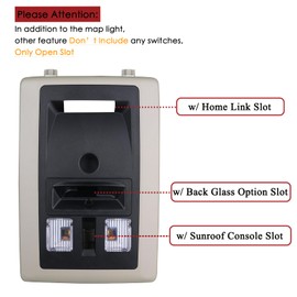 TQPONLY Overhead Console LED Dome Light Compatible with Dodge Ram 1500 2500 3500 4500 5500 Truck Map Lamp Assembly W/Back Glass Window Switch & Homelink & Sunroof Switch
