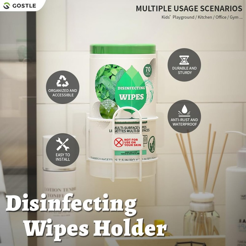 Wipes Holder, Wall Bracket for Cleaning Wipes - Two Ways