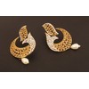 Touchstone Indian Bollywood curved fish Austrian crystals jewelry earrings in