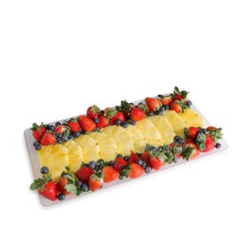 Posh Setting Clear Plastic Serving Tray, Disposable Party Platters, Wood Grain Pattern, Disposable Premium Durable Plastic, 17" x 9" Rectangular Serving Tray, 5 Pack