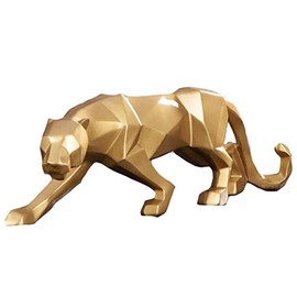 FJWYSANGU Abstract Leopard Statues Panther Sculpture Hand Craved Animal Resin Modern Home Decoration Big Gold