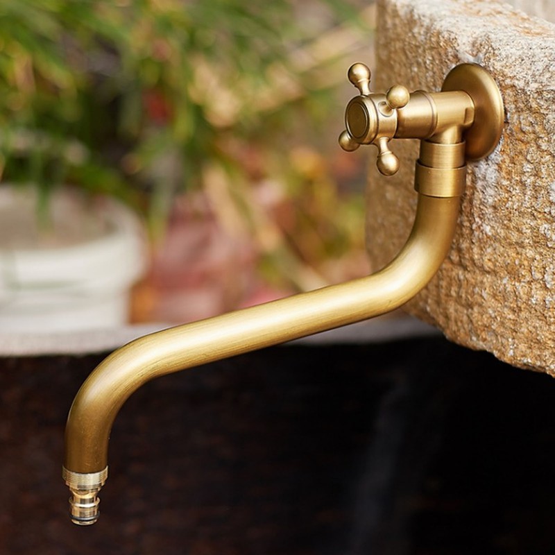 S Spout Antique Wall Mounted Faucet Single Cold Anti Freeze