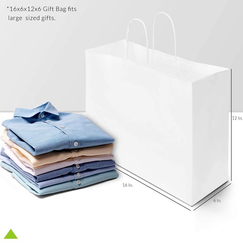 White Paper Bags - 16x6x12 Inch 100 Pack White Paper