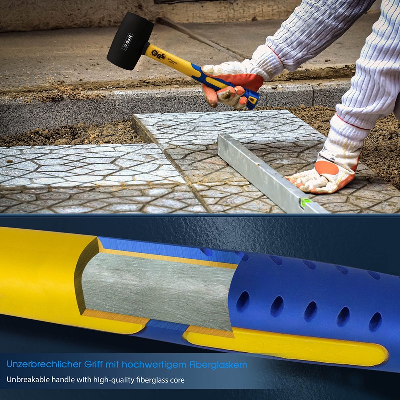 S&R Rubber Mallet Black 55 mm 450 g with Ergonomic