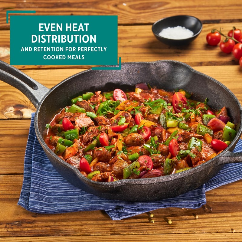 MIRRO 12in Cast Iron Preseasoned Skillet with Helper Handle